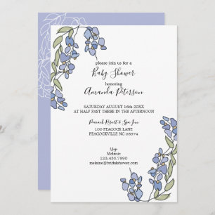 Invitation Baby shower floral Wisteria dessiné à la main