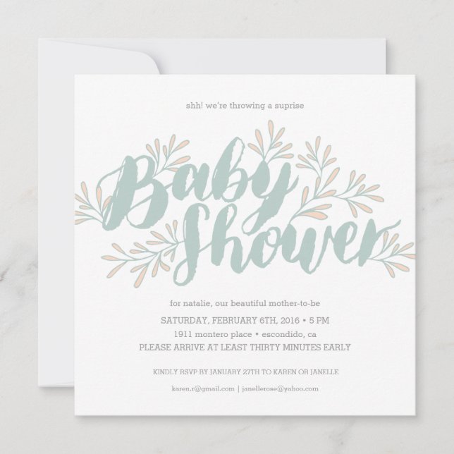 Invitation Baby shower florissante (Devant)