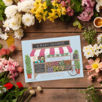 Baby shower Flower Cart Farmer's Market Pink Blue