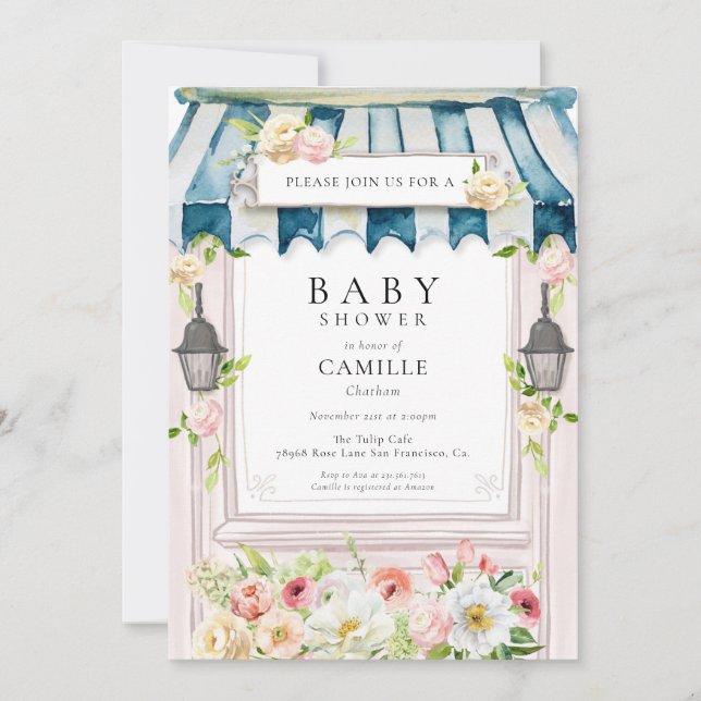Invitation Baby shower Flower Garden (Devant)