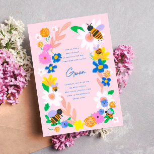 Invitation Baby shower Flower Garden Bees
