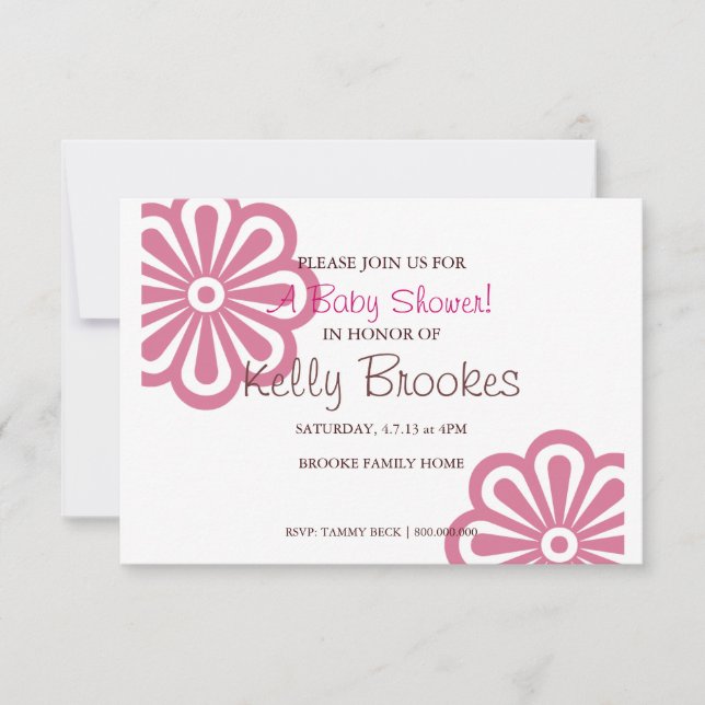 Invitation Baby shower| Flowers I|pnk (Devant)