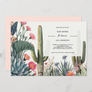 INVITATION BABY SHOWER FOLIAGE CACTUS