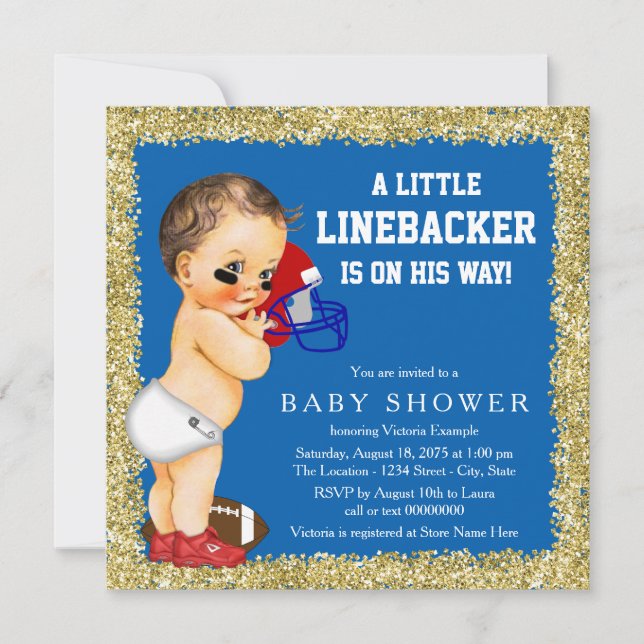 Invitation Baby-shower foot américain (Devant)