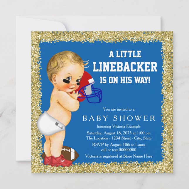 Invitation Baby-shower foot américain (Devant)