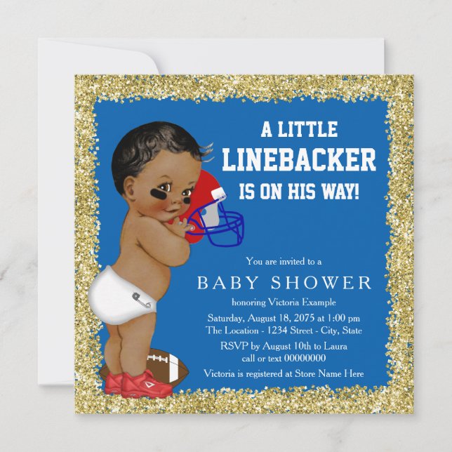 Invitation Baby-shower foot américain (Devant)