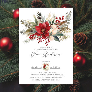 Invitation Baby shower Foral d'hiver