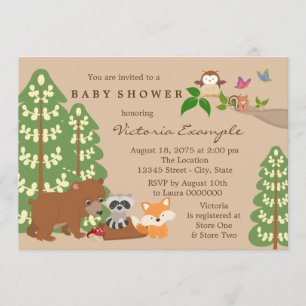 Invitation Baby shower forestier