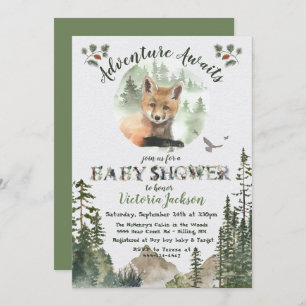 Invitation Baby shower forestier Adventure Woodland Baby Fox