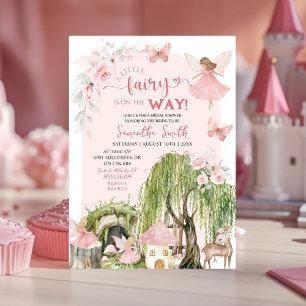 Invitation Baby shower forestier chanté rose pâle