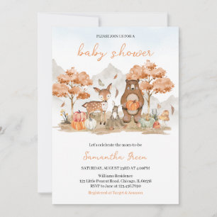 Invitation Baby shower forestier d'automne neutre pour les ho
