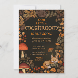 Invitation Baby shower forestier de champignon Woodland Fox F