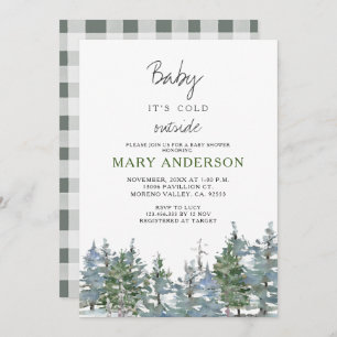 Invitation Baby shower forestier de la forêt d'hiver