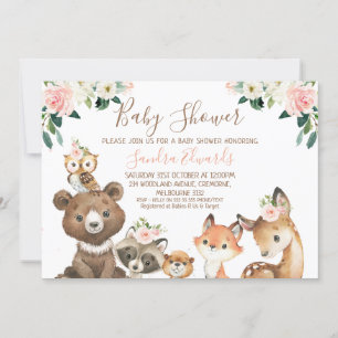Invitation Baby shower forestier flou et blanc