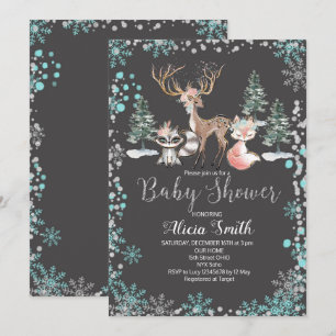 Invitation Baby shower forestier forestier d'hiver Mention d'