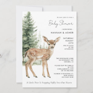 Invitation Baby shower forestier moderne de bois de cerfs