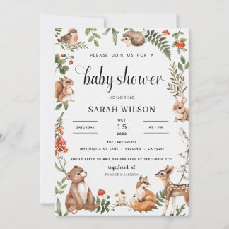Invitation Baby shower forestier Neutre selon le sexe