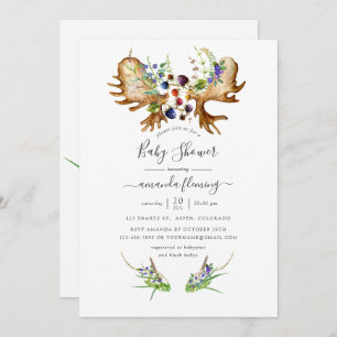 Invitation Baby shower forestier rustique aquarelle