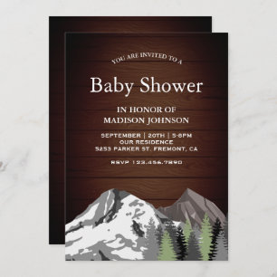 Invitation Baby shower forestier rustique de Wood Mountain