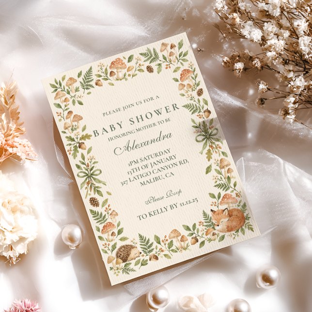 Invitation Baby-Shower Forêt Champignon (Créateur téléchargé)