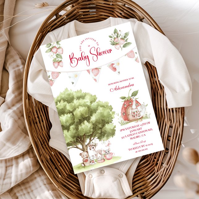 Invitation Baby Shower Forêt de Fraises (Créateur téléchargé)