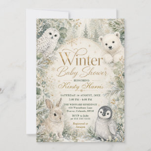 Invitation Baby Shower Forêt d'Hiver