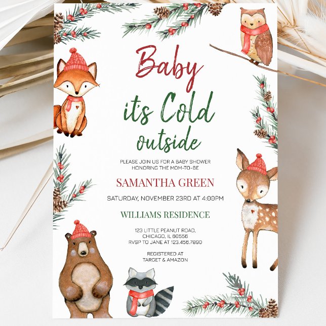 Invitation Baby Shower Forêt d'Hiver (Créateur téléchargé)
