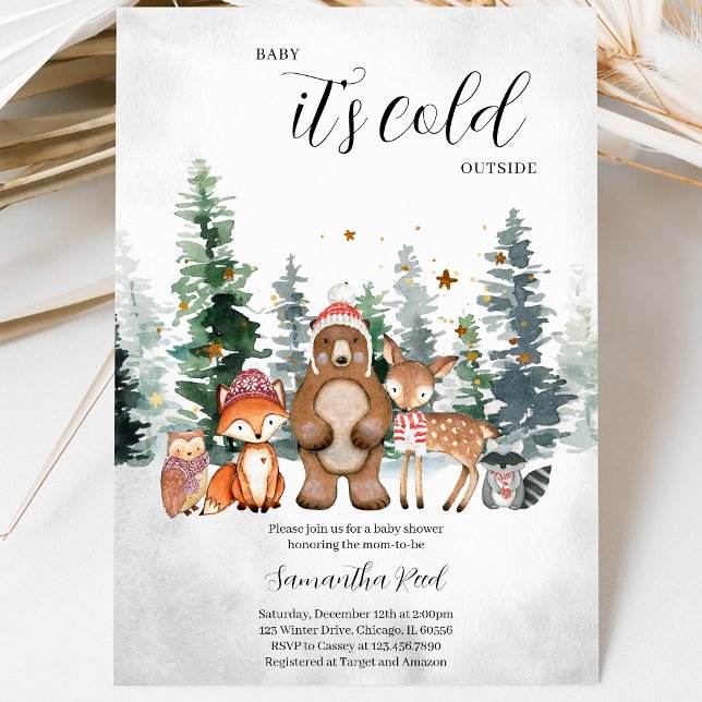 Invitation Baby-Shower Forêt d'Hiver (Créateur téléchargé)