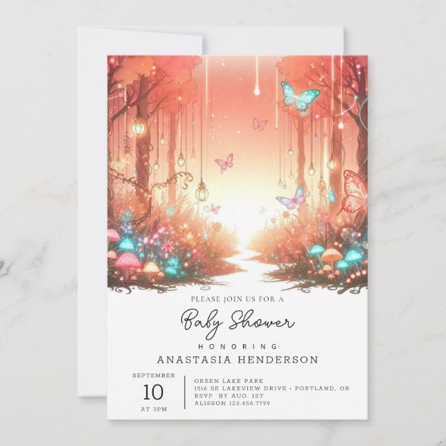Invitation Baby shower Forêt Enchantée Moderne (Devant)