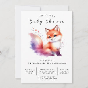 Invitation Baby shower Fox Design minimaliste Fox