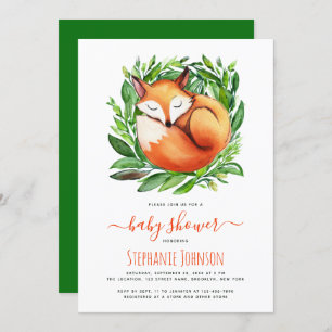 Invitation Baby shower Fox dormant dans la verdure mignonne W