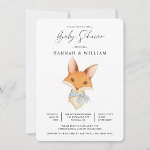 Invitation Baby shower Fox mignon Neutre genre