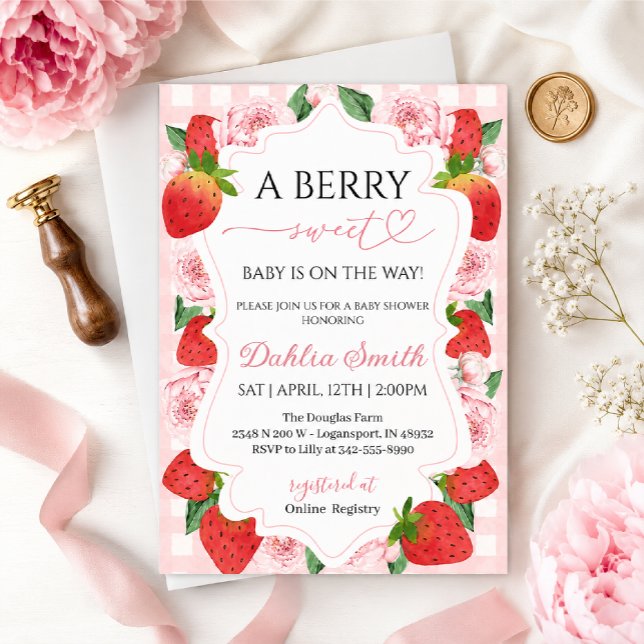 Invitation Baby shower fraise  (Créateur téléchargé)