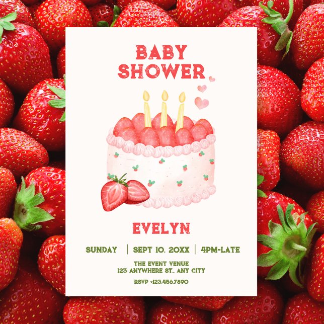 Invitation Baby shower fraise (Créateur téléchargé)