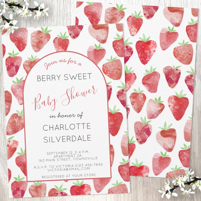 Invitation Baby shower fraise (Créateur téléchargé)