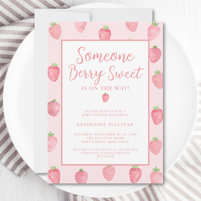 Invitation Baby Shower Fraise (Créateur téléchargé)