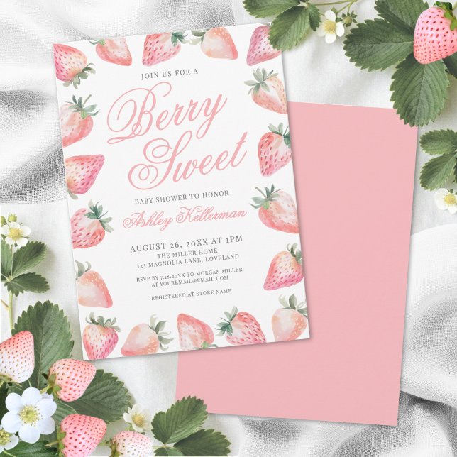 Invitation Baby Shower Fraise aux Douceurs de Bébé (Strawberry Berry Sweet Baby Shower Invitation)