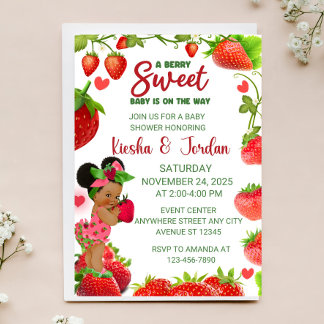 Invitation Baby shower fraise Invitation, Bébé fraise