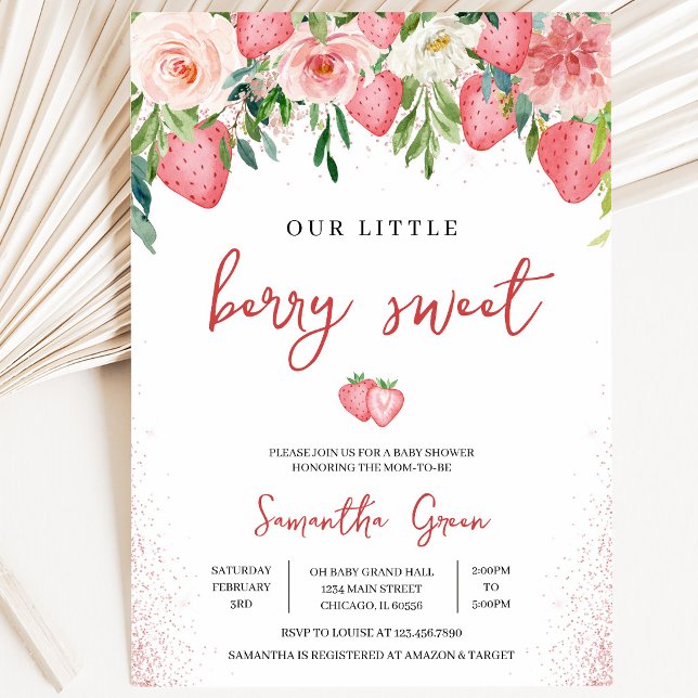 Invitation Baby Shower Fraise Rose (Créateur téléchargé)
