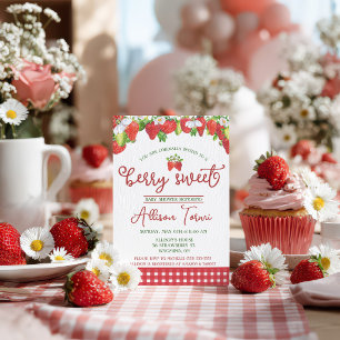 Invitation Baby Shower Fraise, Sucré comme un Fruit