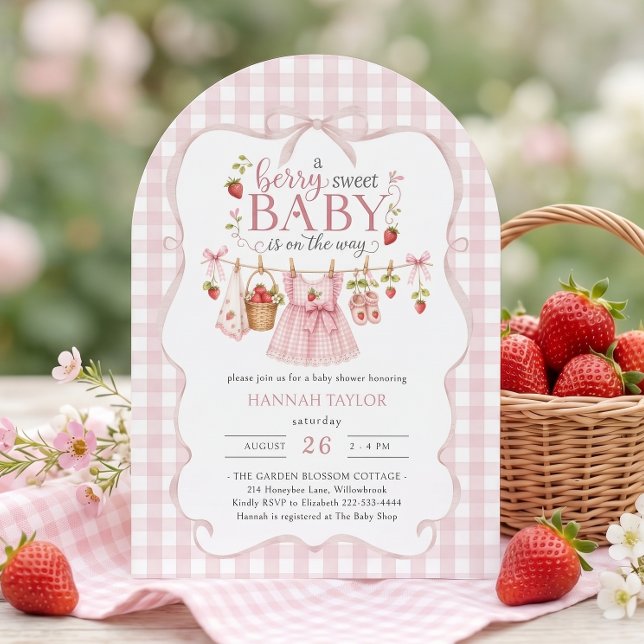 Invitation Baby Shower Fraise Sucrée Bébé (Créateur téléchargé)