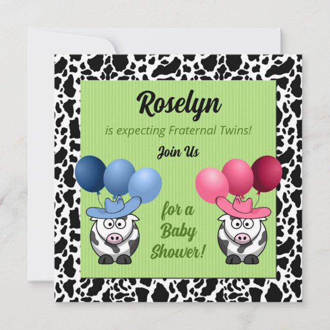 Invitation Baby shower Fraternal Twins (Devant)