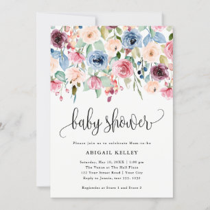 Invitation Baby shower frontalier de fleurs d'aquarelle