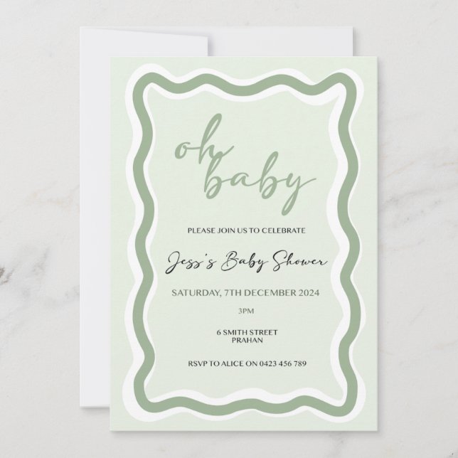 Invitation Baby shower frontalier vague (Devant)