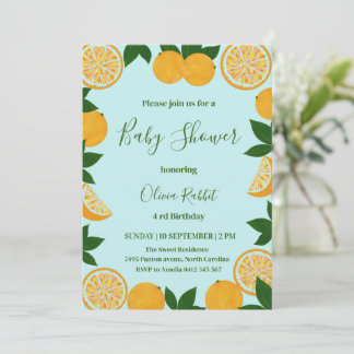 Invitation Baby shower Fruit Fruit Fruit Orange