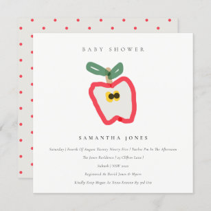 Invitation Baby shower Fruit Pomme dessiné à la main pour enf