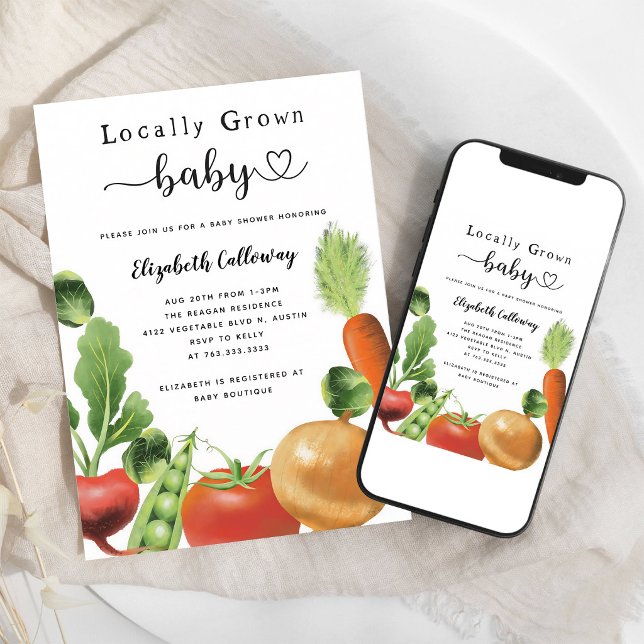 Invitation Baby Shower 'Fruits et Légumes de Saison' | Thème  (Créateur téléchargé)