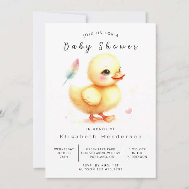 Invitation Baby shower Fun Custom Duck (Devant)
