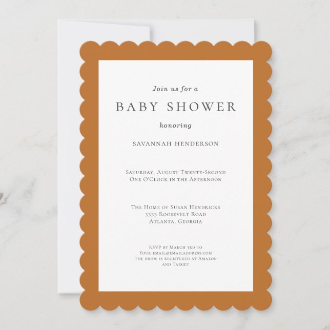 Invitation Baby shower Fun Simple Terracotta (Devant)