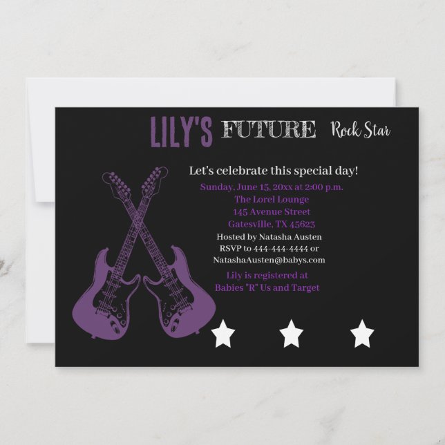 Invitation Baby shower Futur Rocker (Devant)